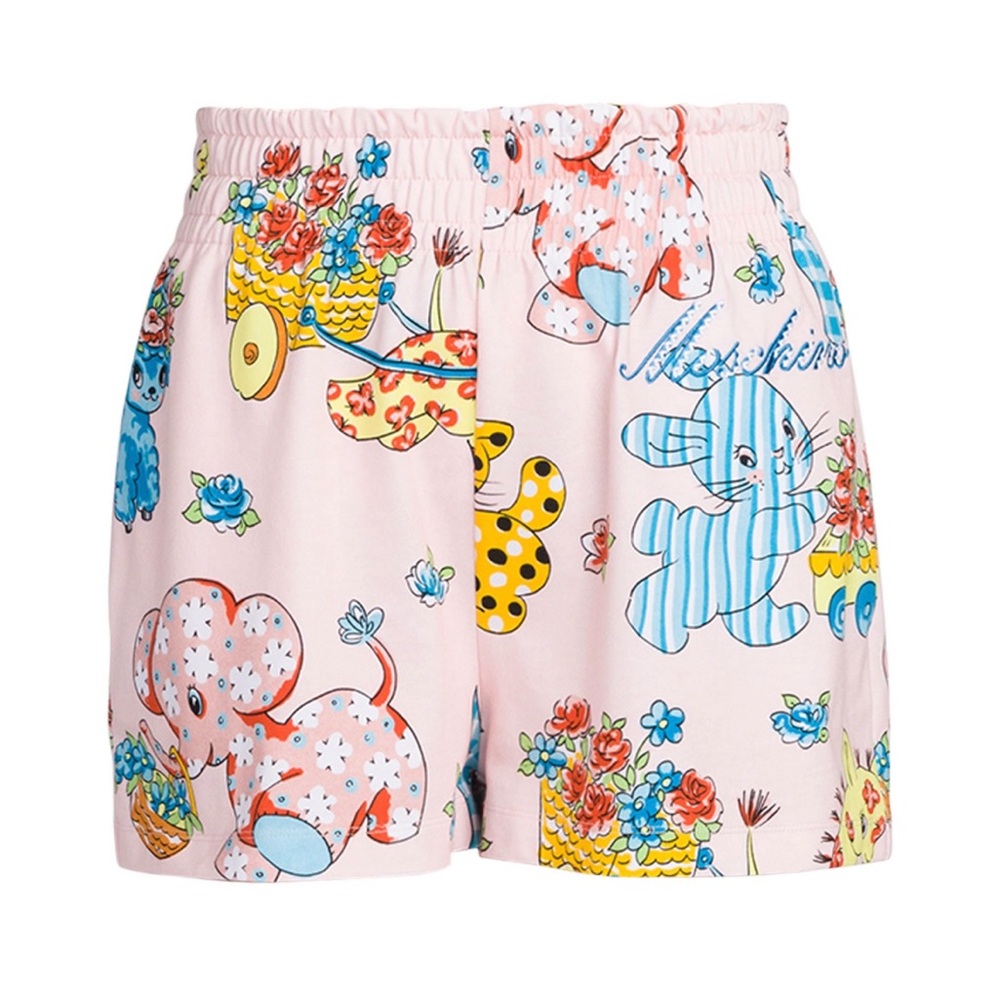 Moschino Pink Cartoon Patterned High Waist Shorts